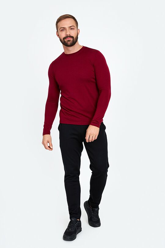 Fine merino wool long sleeve t-shirt 4 | burgundy | Audimas