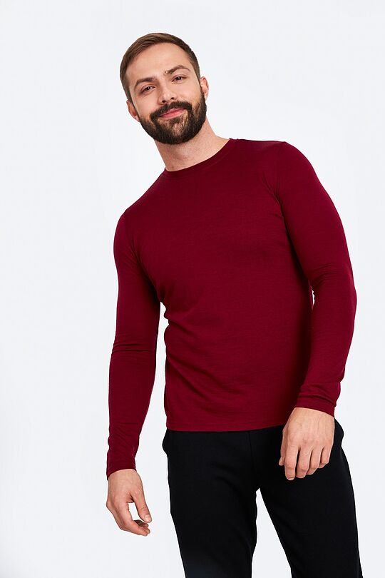 Fine merino wool long sleeve t-shirt 1 | BURGUND | Audimas