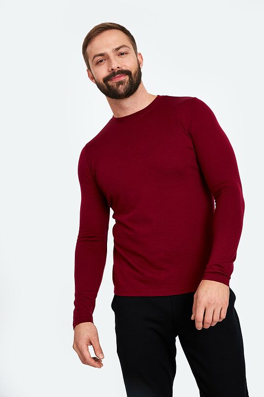 Fine merino wool long sleeve t-shirt 1 | burgundy | Audimas