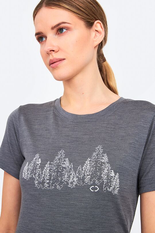 Fine merino wool short sleeve t-shirt with print 2 | GREY/MELANGE | Audimas