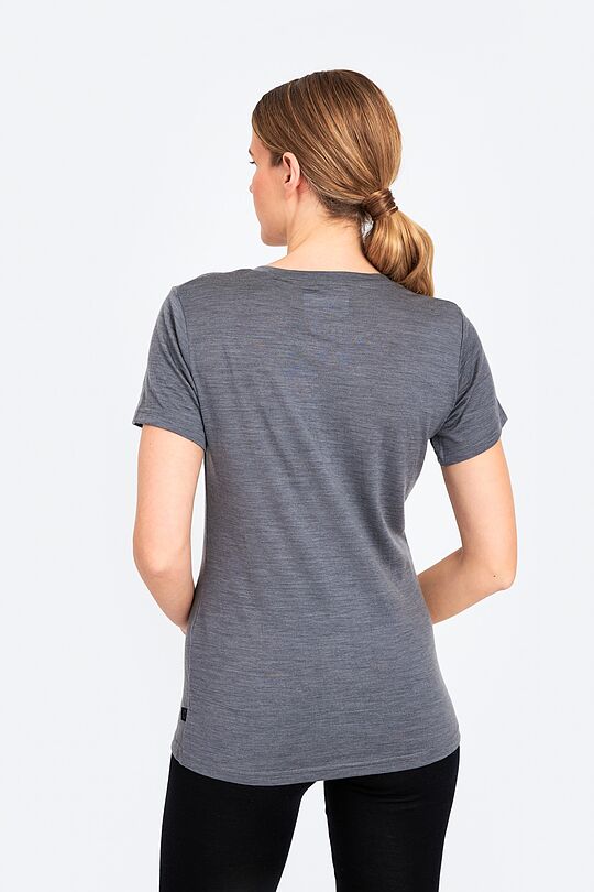 Fine merino wool short sleeve t-shirt with print 3 | GREY/MELANGE | Audimas
