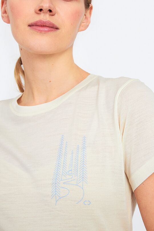 Fine merino wool short sleeve t-shirt with print 2 | WHITE | Audimas