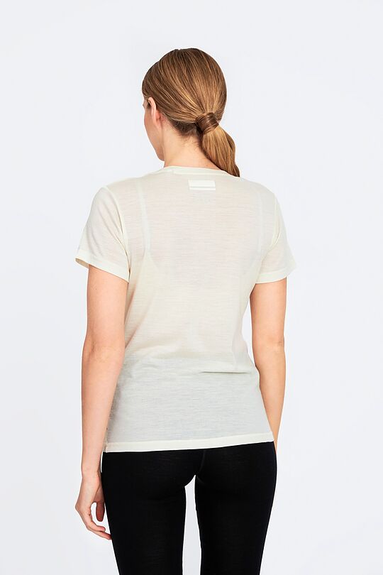 Fine merino wool short sleeve t-shirt with print 3 | WHITE | Audimas