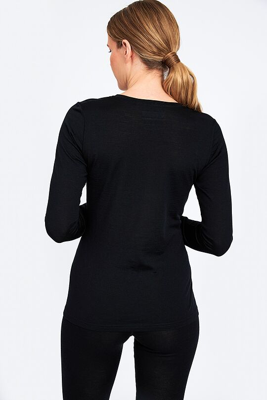 Fine merino wool long sleeve top 3 | BLACK | Audimas