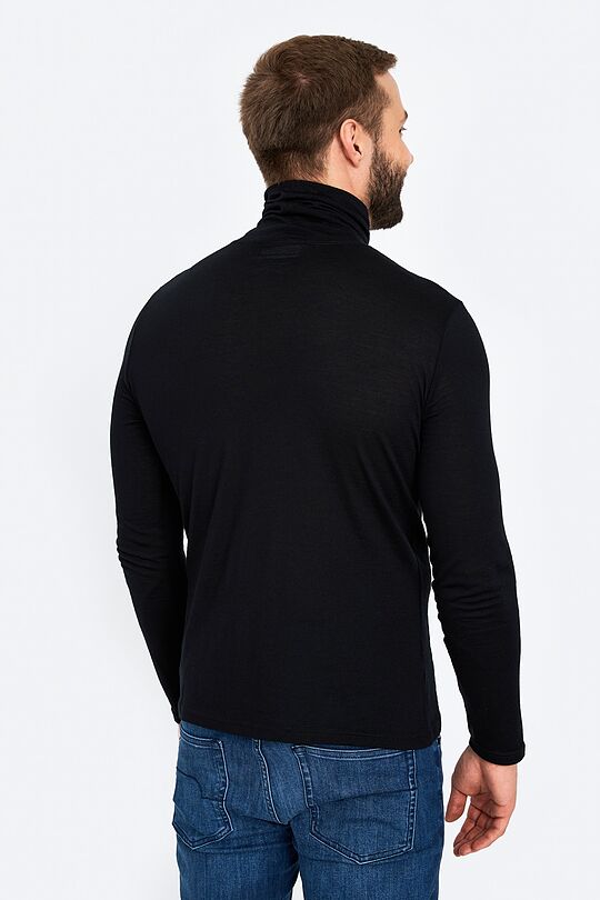 Fine merino wool long sleeve roll-neck top 2 | BLACK | Audimas