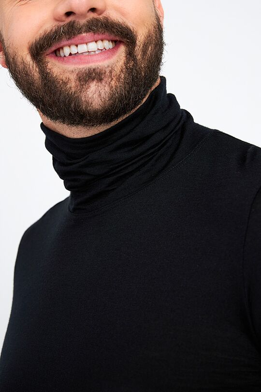Fine merino wool long sleeve roll-neck top 3 | BLACK | Audimas