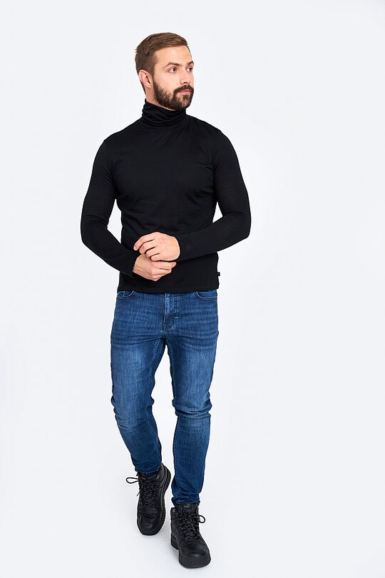Fine merino wool long sleeve roll-neck top 4 | BLACK | Audimas