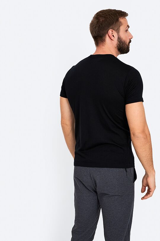 Fine merino wool short sleeve t-shirt with print 3 | BLACK | Audimas