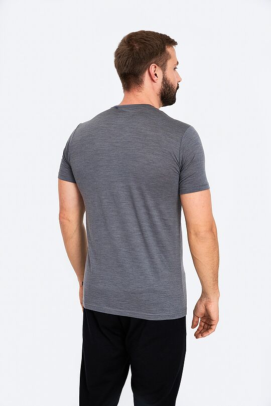 Fine merino wool short sleeve t-shirt with print 2 | GREY/MELANGE | Audimas