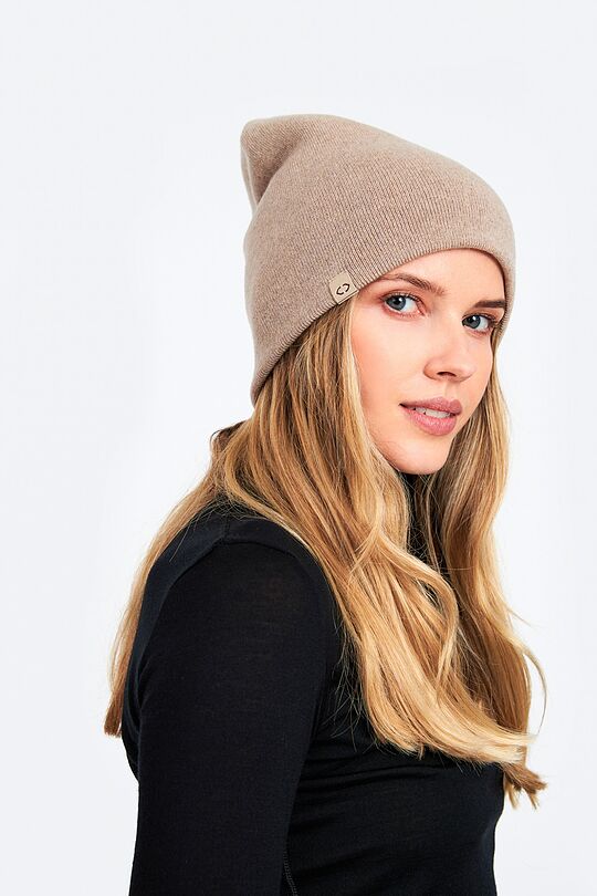 Knitted merino wool hat with cashmere 1 | BROWN | Audimas