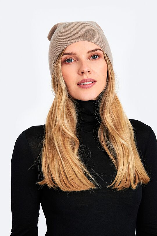 Knitted merino wool hat with cashmere 1 | BROWN | Audimas