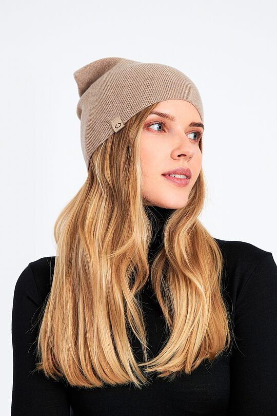 Knitted merino wool hat with cashmere 2 | BROWN | Audimas