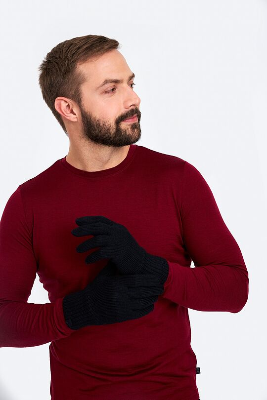 Knitted merino wool gloves 1 | BLACK | Audimas