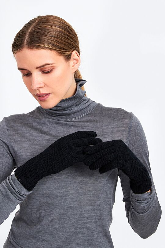Knitted merino wool gloves with cashmere 1 | BLACK | Audimas
