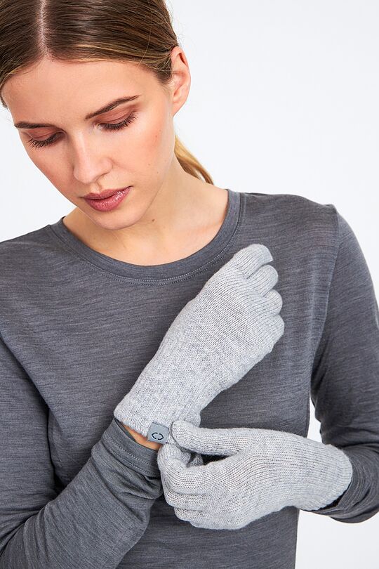 Knitted merino wool gloves with cashmere 2 | GREY MELANGE | Audimas