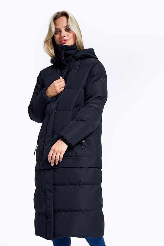 Long puffer down coat 2 in 1 with membrane 3 | BLACK | Audimas