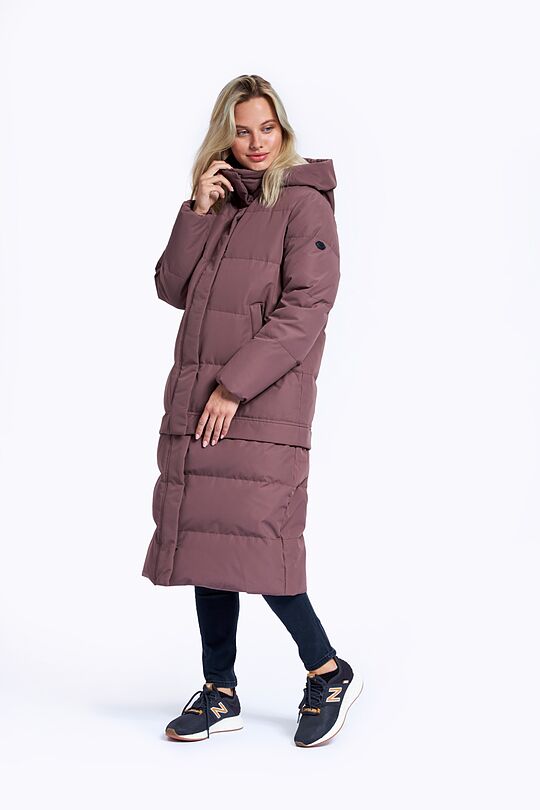Long puffer down coat 2 in 1 with membrane 1 | BROWN/BORDEAUX | Audimas