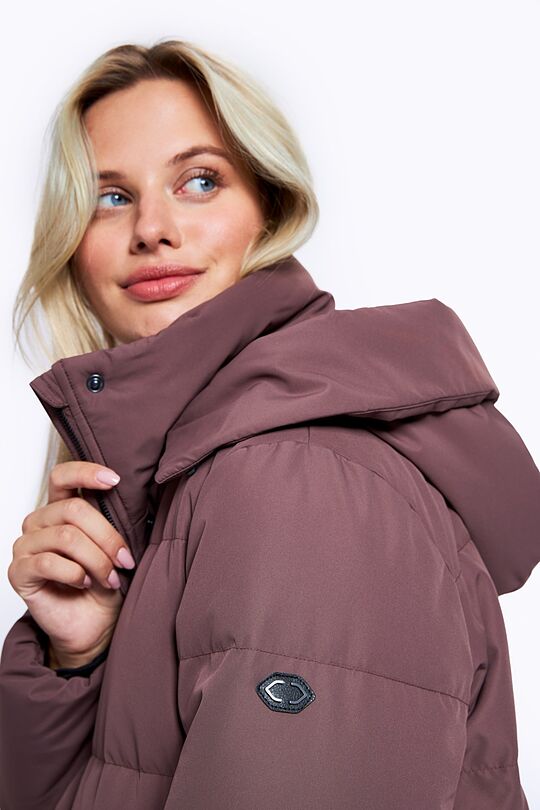 Long puffer down coat 2 in 1 with membrane 3 | BROWN/BORDEAUX | Audimas