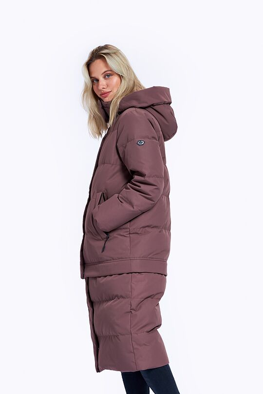 Long puffer down coat 2 in 1 with membrane 8 | BROWN/BORDEAUX | Audimas