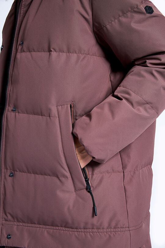 Long puffer down coat 2 in 1 with membrane 10 | BROWN/BORDEAUX | Audimas