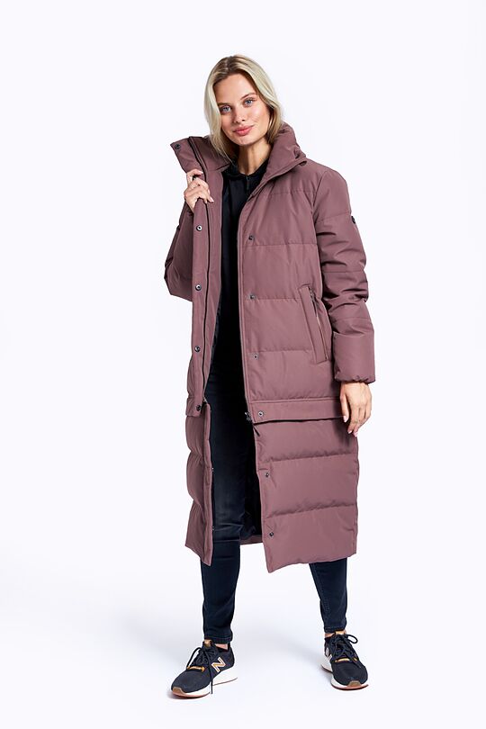 Long puffer down coat 2 in 1 with membrane 11 | BROWN/BORDEAUX | Audimas