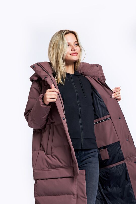 Long puffer down coat 2 in 1 with membrane 13 | BROWN/BORDEAUX | Audimas