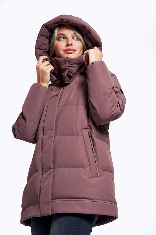 Long puffer down coat 2 in 1 with membrane 14 | BROWN/BORDEAUX | Audimas