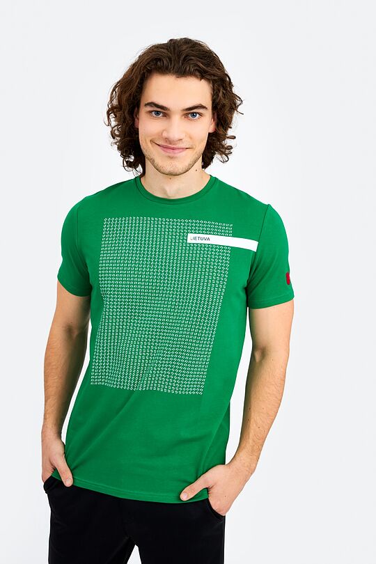 Cotton tee with print 1 | GREEN/ KHAKI / LIME GREEN | Audimas