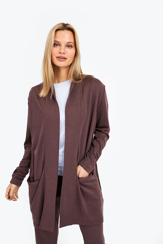 Merino-bamboo blend cardigan 1 | BROWN/BORDEAUX | Audimas