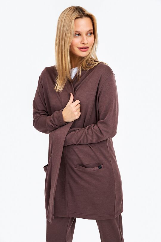 Merino-bamboo blend cardigan 2 | BROWN/BORDEAUX | Audimas