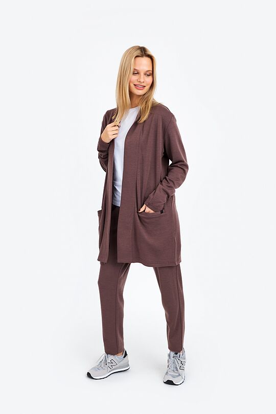 Merino-bamboo blend cardigan 6 | BROWN/BORDEAUX | Audimas