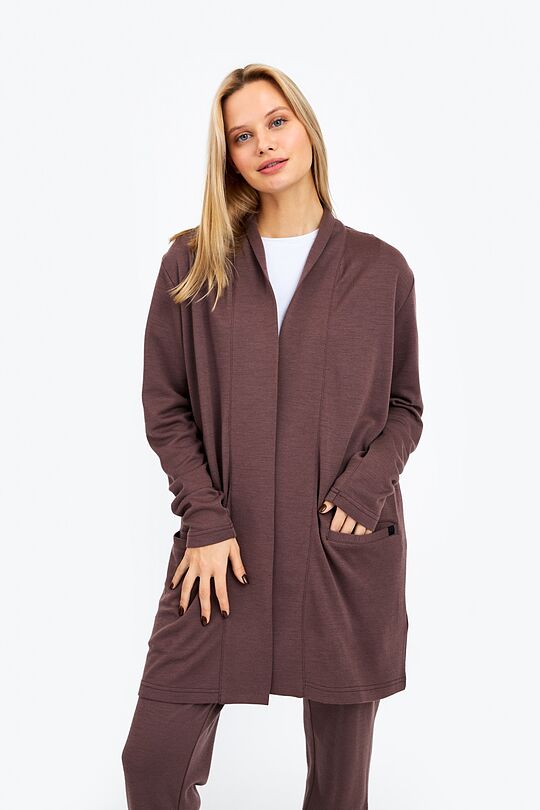 Merino-bamboo blend cardigan 7 | BROWN/BORDEAUX | Audimas