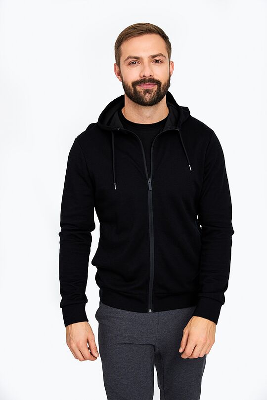 Merino wool blend zip-through hoodie 1 | BLACK | Audimas
