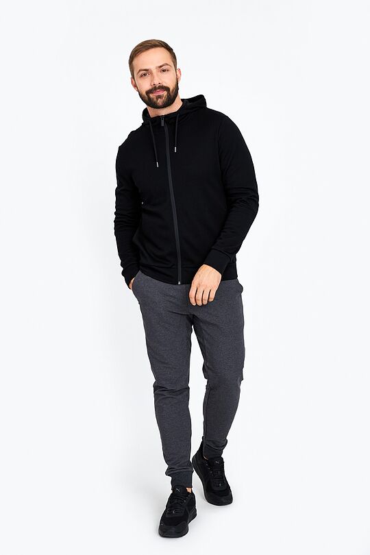 Merino wool blend zip-through hoodie 5 | BLACK | Audimas