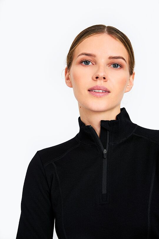 Merino wool blend half-zip sweatshirt 2 | BLACK | Audimas