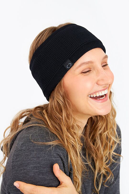 Knitted merino wool headband with cashmere 1 | BLACK | Audimas
