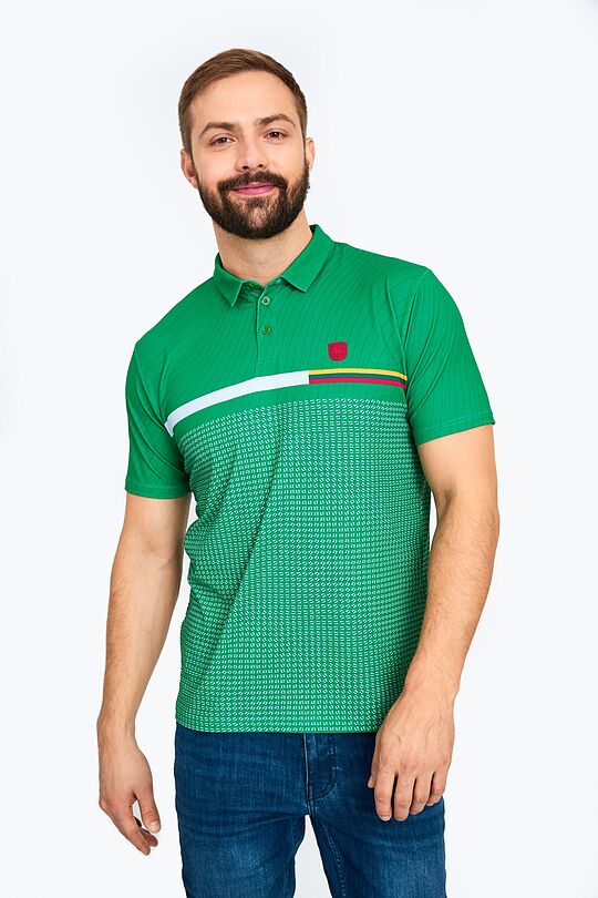 Functional polo tee with print 1 | GREEN/ KHAKI / LIME GREEN | Audimas