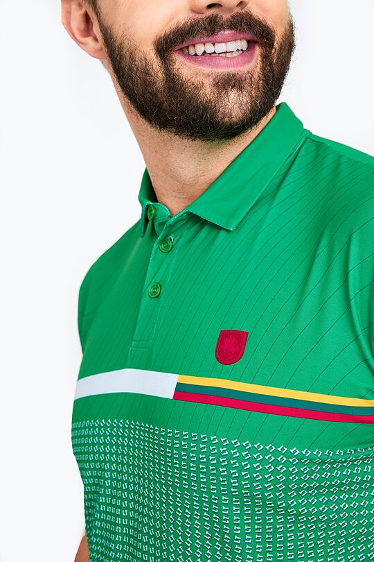 Functional polo tee with print 3 | GREEN/ KHAKI / LIME GREEN | Audimas