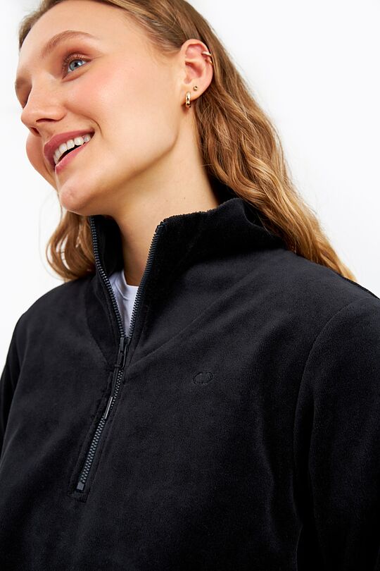 Velour half zip sweatshirt 3 | BLACK | Audimas