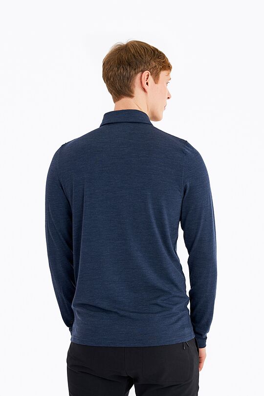 Fine merino wool blend long sleeve polo t-shirt 2 | MĖLYNA | Audimas