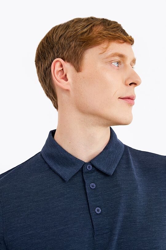 Fine merino wool blend long sleeve polo t-shirt 3 | BLUE | Audimas