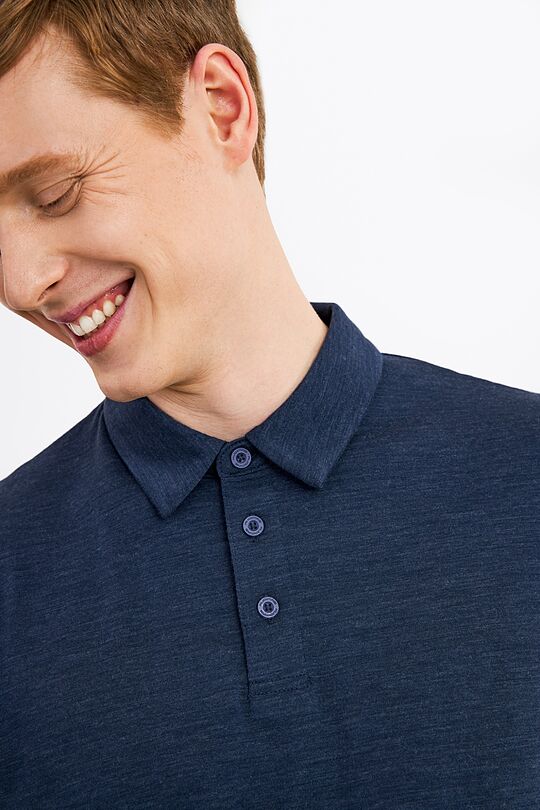 Fine merino wool blend short sleeve polo t-shirt 3 | BLUE | Audimas