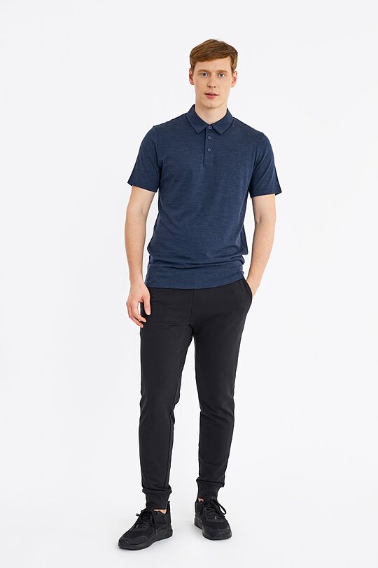 Fine merino wool blend short sleeve polo t-shirt 4 | BLUE | Audimas