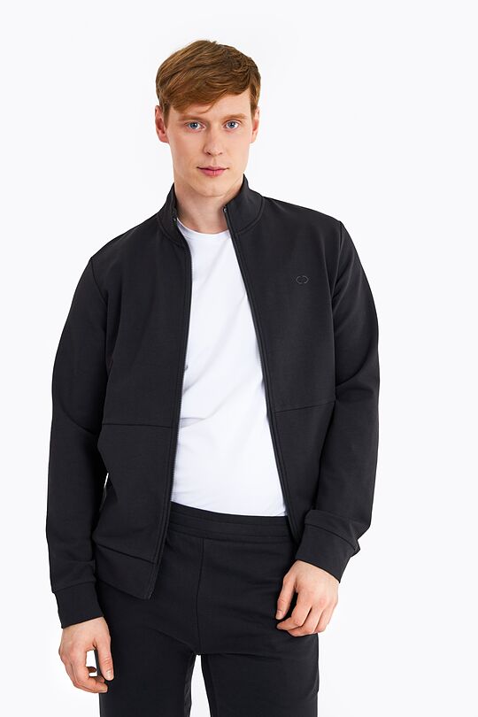 Organic french terry zip through sweatshirt 4 | BLACK | Audimas