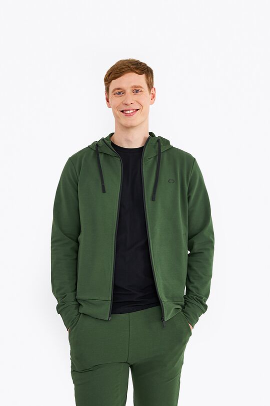 Organic french terry zip through hoodie 3 | GREEN | Audimas