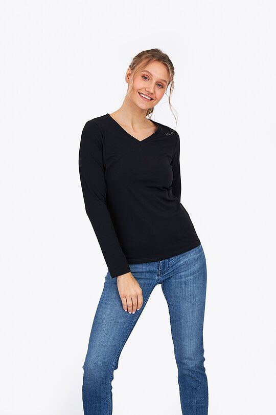 Organic cotton long sleeve top 1 | BLACK | Audimas