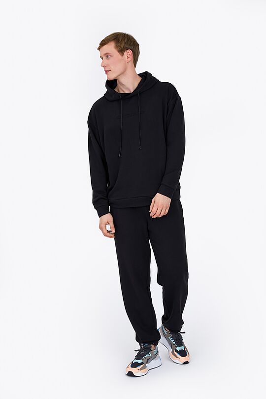 Oversized organic cotton hoodie 5 | BLACK | Audimas