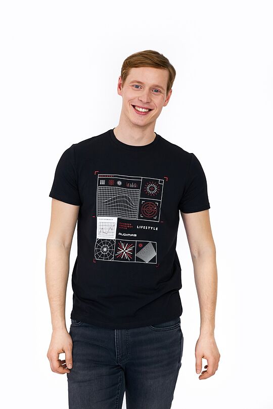 Organic cotton printed t-shirt 1 | BLACK | Audimas