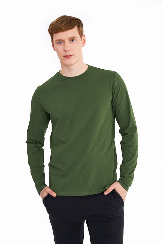 Organic cotton long sleeve t-shirt 1 | GREEN/ KHAKI / LIME GREEN | Audimas