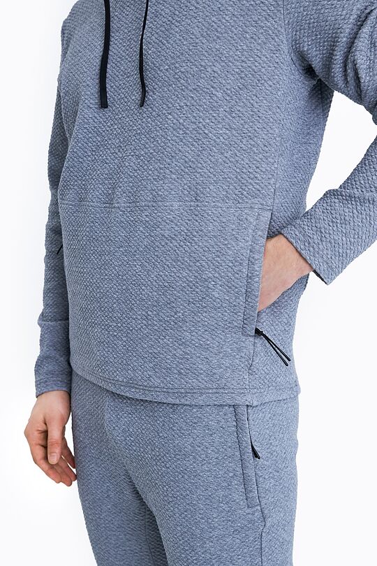 Textured cotton hoodie 3 | GREY | Audimas